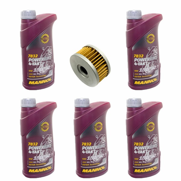 MotoröL ÖLfilter MF136 Set 15W50 5 Liter FüR Beta Alp 350 M4 Baujahr 2004-2016-image