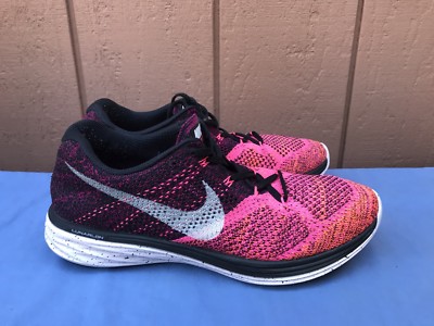 Nike Women s Flyknit Lunar 3 Black Fuchsia 698182-002 Sz US 11 / 43 EUR A7