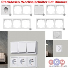 Steckdosen Set Aus-Wechselschalter Set Dimmer Unterputzmontage mit 1-2-4 Rahmen