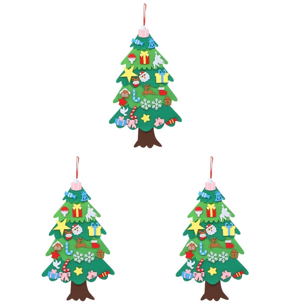 3 Pcs Decorated Christmas Tree Felt Child Ornaments Hanging eBay