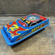 Rare Japan Litho 2 Tin Car 3.5in Long X 1.625un Wide 70 s W/Roulette Wheel Top