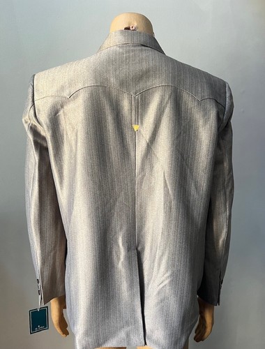 Tuta uomo western pelle di squalo rockabilly pelle 2 pezzi marrone giacca pantaloni 46R - Foto 5 di 7