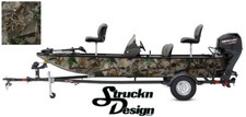 Boat Wrap Bass Graphic Realistic Oak Leaves Skulls Bark Vinyl Camo Decal Fishing