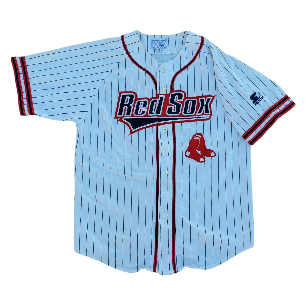 Vtg Boston Red Sox Starter Pinstripe Jersey MLB Baseball M White