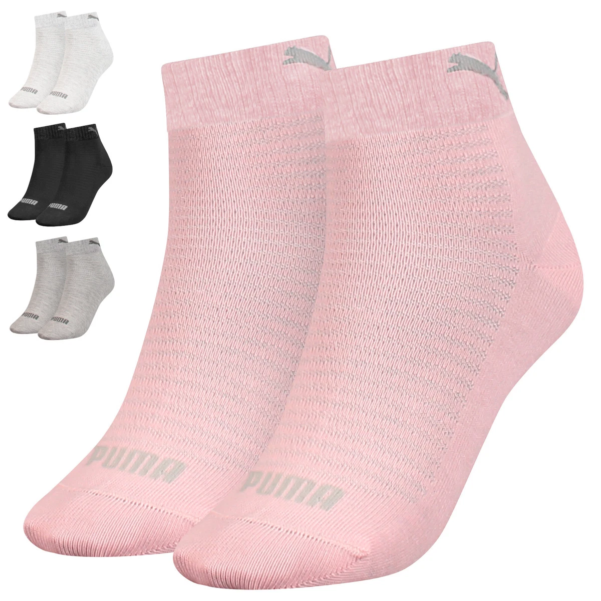 PUMA Womens Sports Socks (2 Pair Packs) Ladies Breathable Ankle Trainer Quarters