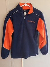 Denver Broncos 1/4 Zip Fleece Pullover NFL Team Apparel Boys Large 14/16