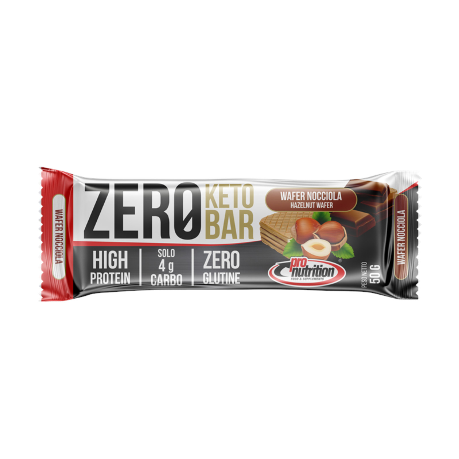 Pronutrition Zero Keto Vegan 25 barrette 50g - High Protein Wafer Nocciola