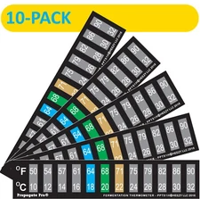 Stick On Thermometer Strip Adhesive Sticker Brewing Fermenting Aquarium 10 Pack