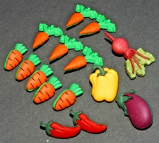 Lot 15 Novelty Buttons Vegetables Farm Farmers Market Themed Dress It Up