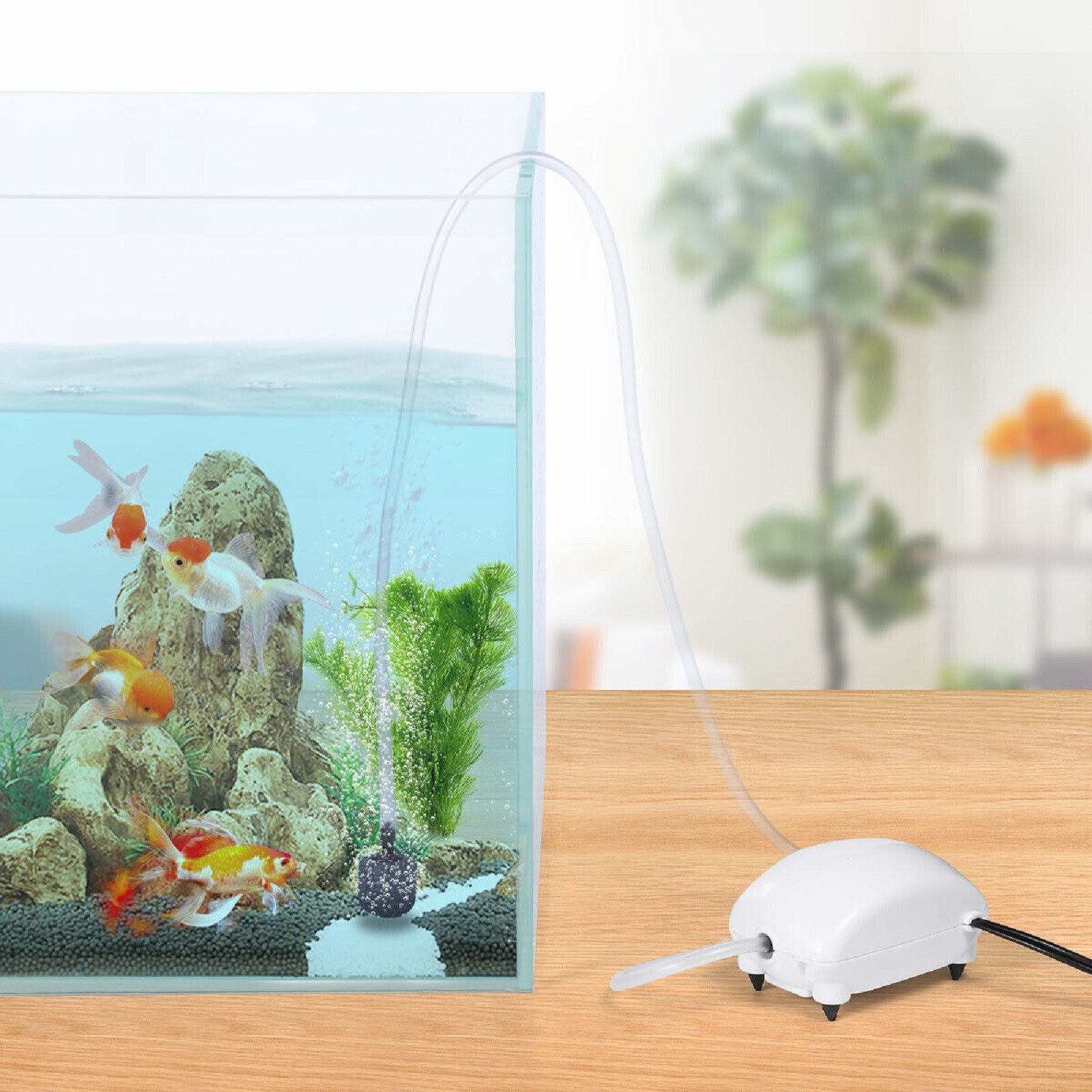 Fish Tank Air Bubble Oxygen Air Pump Stone Aerator Silent For Aquarium