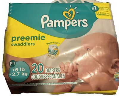3 Packs Pampers Swaddlers P1  Under 6 lb,2.7kg Baby Diapers Preemie 60 Count
