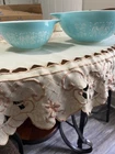VTG Pyrex Amish Butterprint Cinderella Mixing Bowl 2 Set Turquoise #442  #444