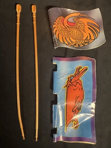 Vintage 1986 MOTU Eternia Gold Flag Poles &Banners Flags Pendants Stickers