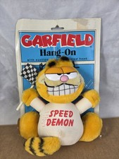 Vintage Garfield The Cat Speed Demon Window Cling Plush Toy Retro 1981 New