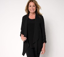 Susan Graver Women's Top Sweater Sz S Regular Textured Woven Black A689877