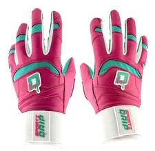 Sportz Drip Batting Gloves (Pink/Teal) - Genuine Leather Gloves for Baseball ...