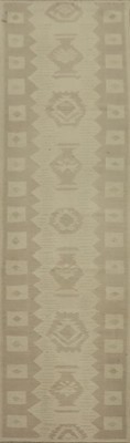 Kilim Flat-Weave Runner Rug 3x11 Earthy Tones Geometric Oriental Carpet