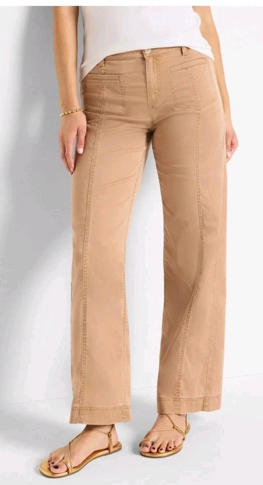 Stitch Fix Nic/Zoe 棉缎阔腿裤 - Tan-size/12 — 第 2/4 张图片