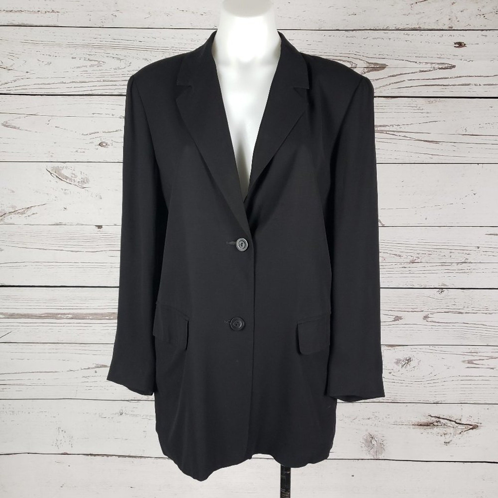 MaxMara 2-Button Solid Black Black Blazer Jacket … - image 1