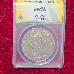 1799 Draped Bust Heraldic Eagle $1 13 Stars Silver ANACS VF25 Details #7746633