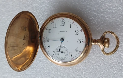 antique 18s pocket watch American Waltham 15j DOUBLE HUNTER 1890 Gold Filled