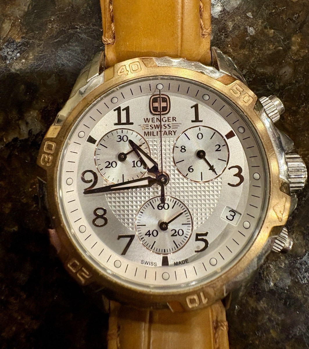【中古】【廃盤】【国内盤】ヴォイツェク('79西独)ブルーレイ Wenger Swiss Military Men 79131 Chronograph Leather Quartz 40mm