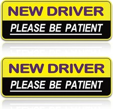 Student Driver Magnet Car Stickers for Beginner - 2Pcs Safety Yellow black