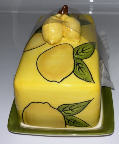 Blue Sky Clayworks Exceptionally Yellow Lemon Butter Dish - Thumbnail 5
