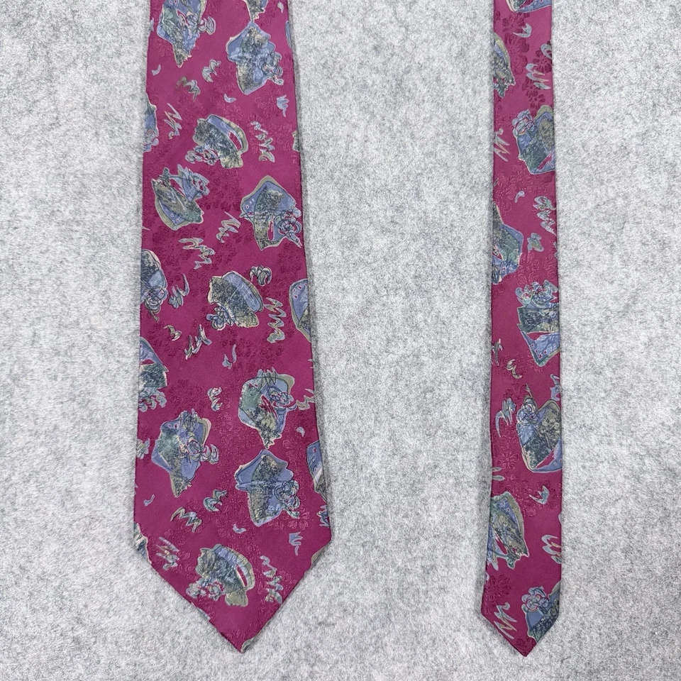 Corbata formal para hombre Oleg Cassini (longitud: 58,75") patrones de cachemira rojo borgoña Foto 3 de 4