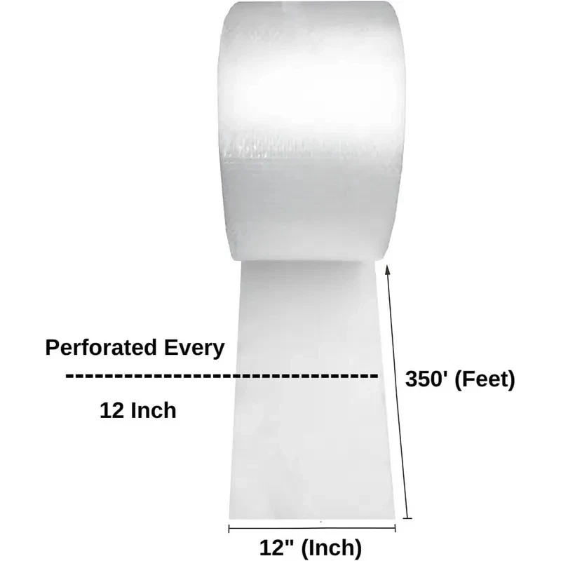 12" Wide  350 feet Bubble Cushioning Wrap Roll Small Bubble Perforated Every 12" - Image 2 of 4