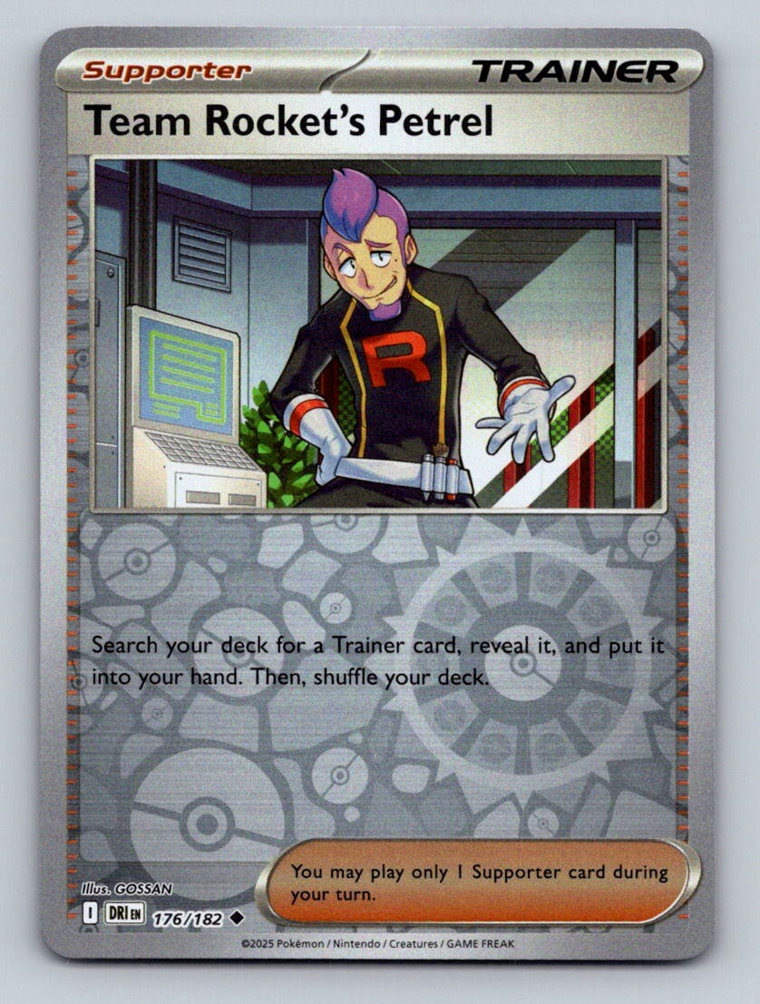 Team Rocket's Petrel 176/182 Uncommon Destined Rivals Pokemon Reverse Holo NM