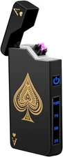 Electric Lighter Rechargeable USB, Dual Arc Plasma Lighter, Windproof Flameless 