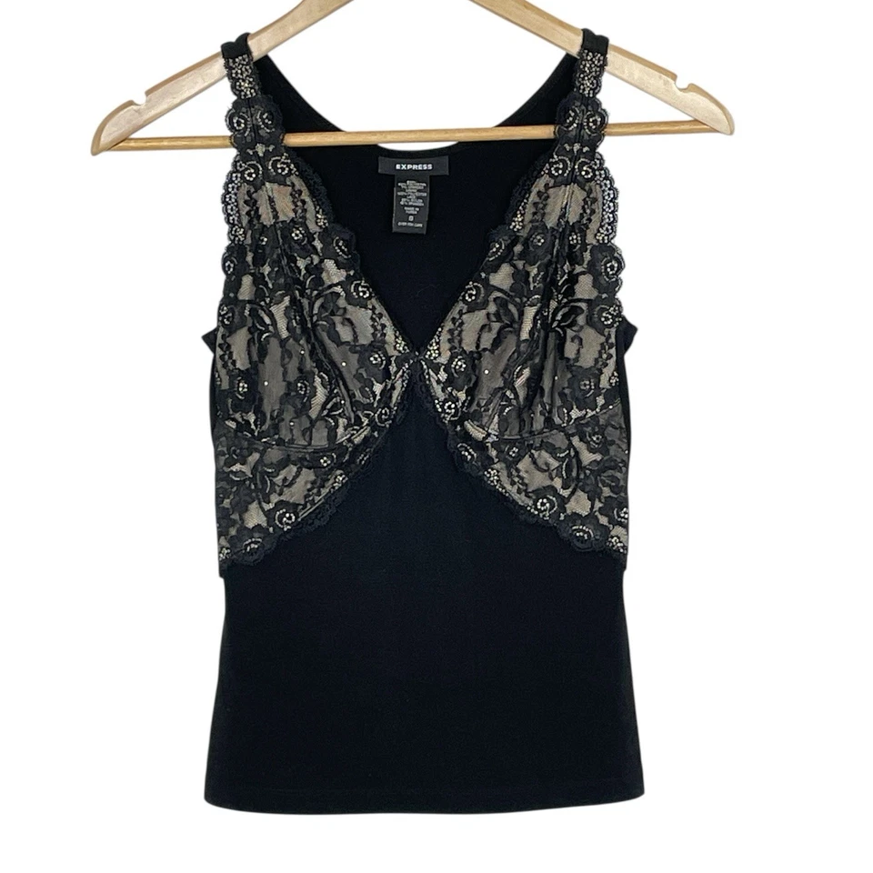 Vintage Y2K Express Lace Babydoll Sleeveless Top Women S Whimsigoth Fairy Grunge - Image 2 of 4