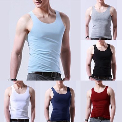 Ice Silk Herren ärmellos Rundhalsausschnitt Tank Top für Bodybuilding Fitness