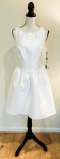 Adrianna Papell NWT White Pearled Sleeveless Mikado Dress, Size 10