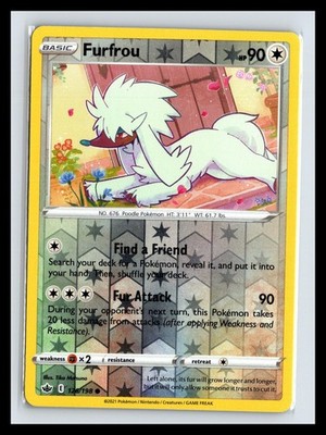 LP Reverse Holo Furfrou Chilling Reign 126/198 C Pokemon Card Tika Matsuno