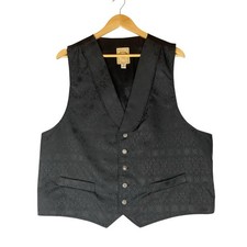 Wah Maker Frontier Vest Mens XL Black Paisley Western Waistcoat USA Made Gothic