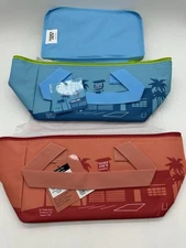 New Trader Joe’s Day Mini Insulated Tote Bag Set Blue and Peach Set of 2