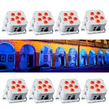 8-Pack 6 18W RGBWA Battery-Powered Wireless Infrared Remote Control Stage Light