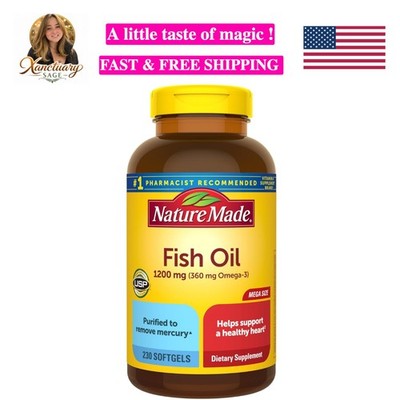Gluten-Free Omega 3 Fish Oil 1200 mg Softgels - 230 Count for Daily Health