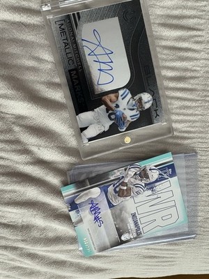 Adonai Mitchell  2 Card Lot Panini Black Metallic Marks Topps Signatures