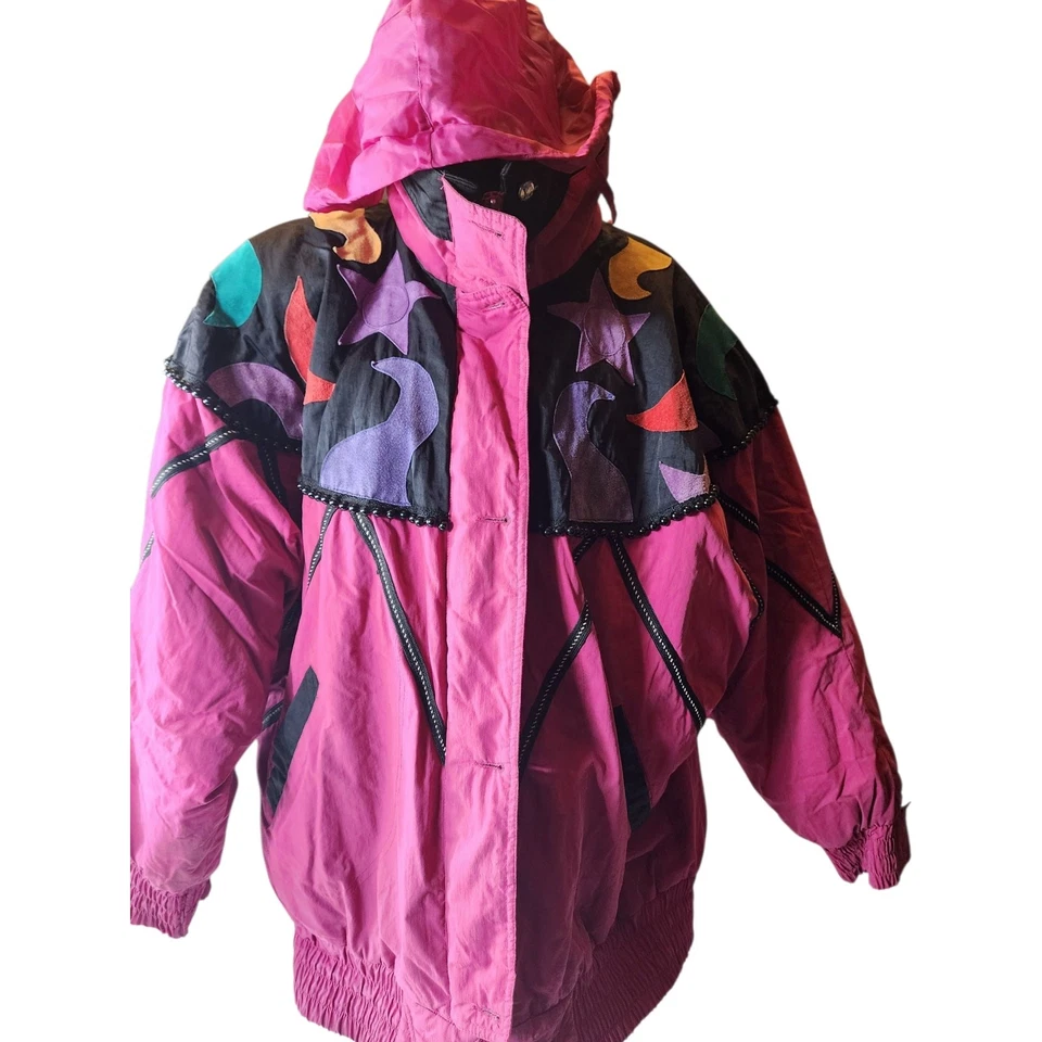 Chaqueta de esquí Mulberry Street para mujer mediana colorblock polar invierno años 80 90 vibraciones Foto 3 de 4