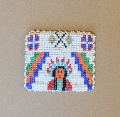 #ad Genuine Native American Indian Chief Hand Beaded Sioux Small Leather Coin Purse $24.00
