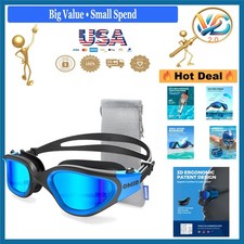 Polarized Swim Goggles Men Women Anti-fog UV Protection Silicone Blue