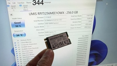 UMIS 256GB M.2 2242 NVMe PCIe SSD RPJTJ256MEE1OWX - Health 98%