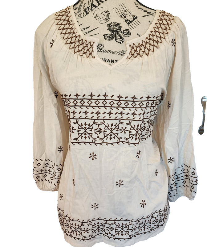 RU APPAREL beige rayon blouse- size M