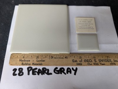 2 pcs American Olean Bullnose 4-1/4'' Square Pearl Gray #28 Glossy NEW S4449