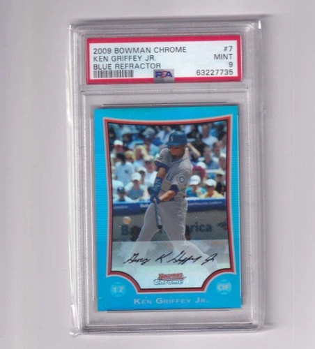 2009 Bowman Chrome Blue Refractor 022/150 Ken Griffey Jr #7 Mariners PSA 9