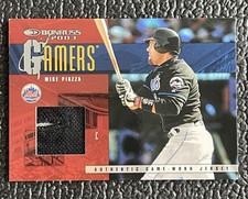 🔥MIKE PIAZZA 2003 DG 2 COLOR GAME USED METS JERSEY BUTTON PATCH #'d /500!🔥