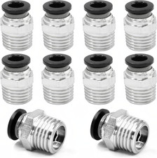 10 Pcs Male Straight 6Mm Tube OD X 1/4 Inch NPT Thread, Push to Connect Fittings